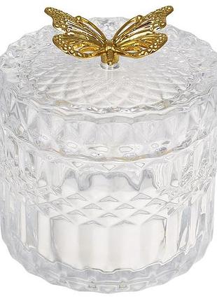 Скляна ємність з кришкою golden butterfly d9*10.5см