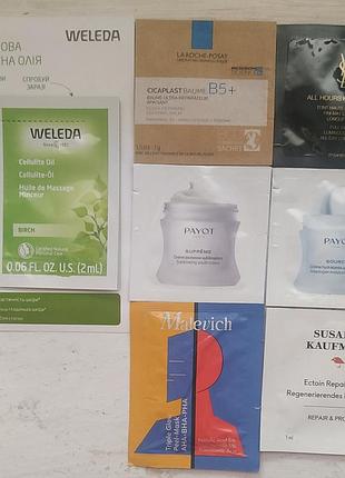 Пробники кремов, la roche-posay, ysl foundation, payot, susanne kaufmann, malevich, weleda