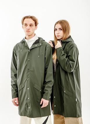 Куртка rains long jacket 1202-green m/l