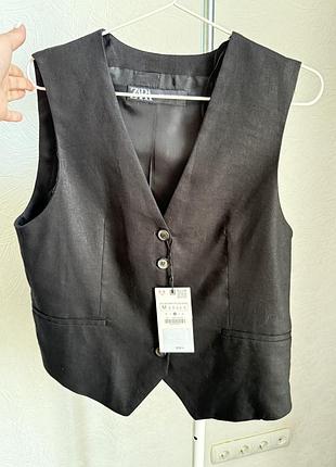 Лянний жилет zara розмір m жилетка з льону zara