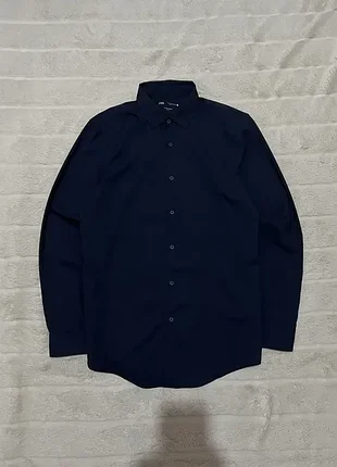 Zara (m) slim fit класична сорочка чоловіча оригінал темно-синя парадн