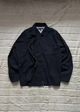 Tommy hilfiger (l) overshirt linen льняная овершот рубашка мужская синяя
