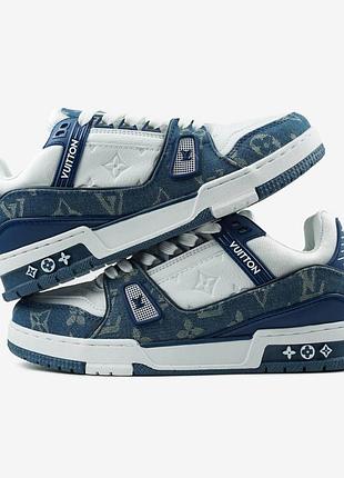 Louis vuitton lv trainer monogram denim white blue