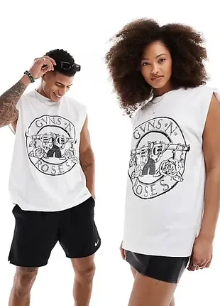 Unisex oversized vest with guns n roses майка чоловіча унісекс біла (m)