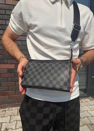Чоловіча сумка через плече louis vuitton чорна | чоловічий месенджер луї вітон кросбоді