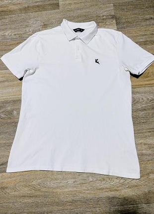 Мужская белая футболка поло f&f , размер l .