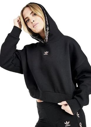 Кроп худі adidas originals чорне кофта з капюшоном оверсайз світшот адідас оригінал m l 40