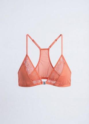 Кружевной бралетт asos в коралловом цвете, размер uk m