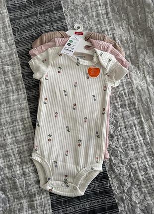 Набір боді в рубчик для дівчинки 3-6 м на короткий рукав carter’s