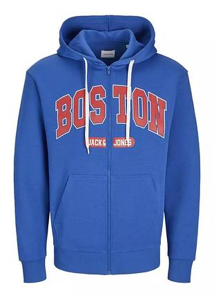 Толстовка jack andamp; jones jjebradley varsity sweat zip hood 12270064-nauticalblue