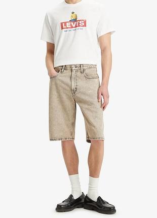 Чоловічі джинсові шорти levi's 469 loose shorts бежевого кольору в стилі 90-х.