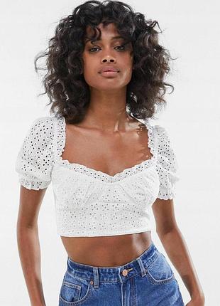 Білий топ кроше топ з прошви bershka zara белый топ корсетный топ кроше