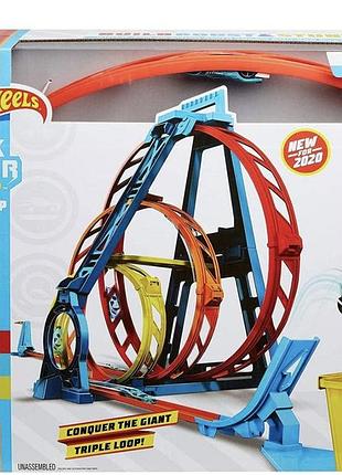 Трек хот вілс потрійна петля hot wheels track builder unlimited triple loop kit