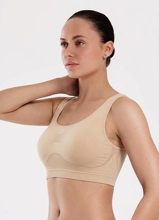 Lingerie c&a жіноча безшовна білизна ліф топ ліфчик бюстгальтер бежевий базовий еластичний для спорту