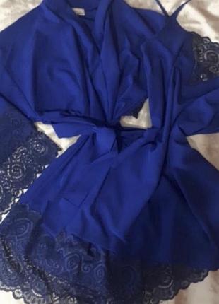 Комплект для дому і сну з мереживом,халат і сорочка,піжама,хенд мейд