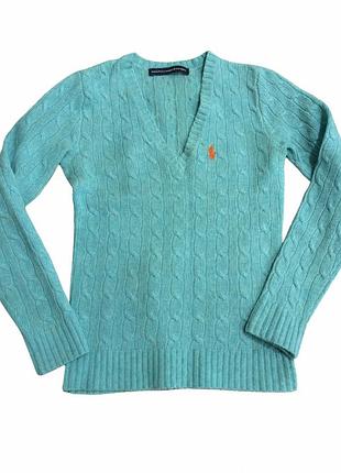 Бірюзовий светр ralph lauren sport з v-подібним вирізом