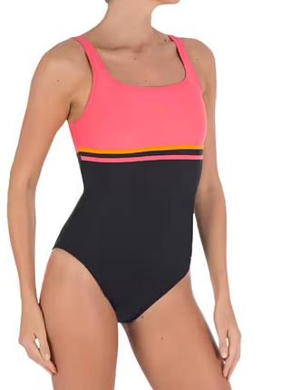 Купальник слитный женский спортивный nabaiji decathlon розово-черный m для бассейна