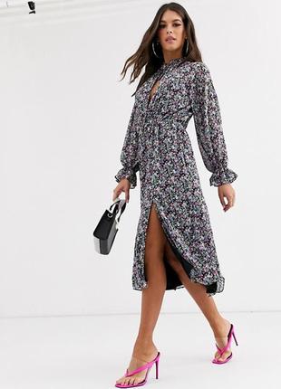 Asos шикарное шифоновое платье в мелкий цветочек! на высоких!4 фото