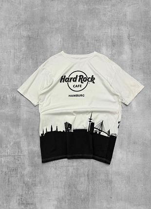 Футболка hard rock cafe оригінал біла вінтажна футболка хард рок кафе hamburg мерч з принтом