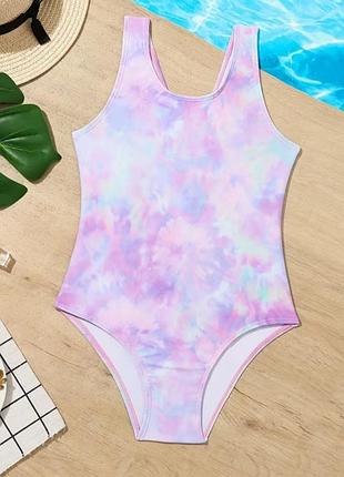 Слитный купальник для девочки 5-6 лет, tie-dye, детский купальник для бассейна и пляжа