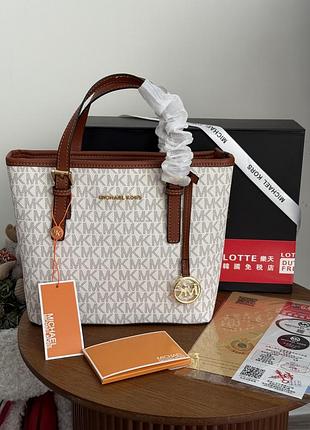 Жіноча сумка michael kors small signature tote бежева