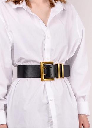 Zara 80 пояс широкий пасок ремінь обʼємний з золотою фурнітурою жіночий на верхній одяг плаття піджак на весну осінь зиму