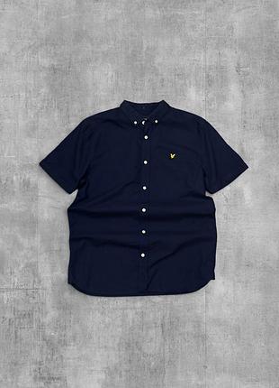 Сорочка lyle scott оригінал темно-синя шведка лайл скотт з коротким рукавом орієнтовно