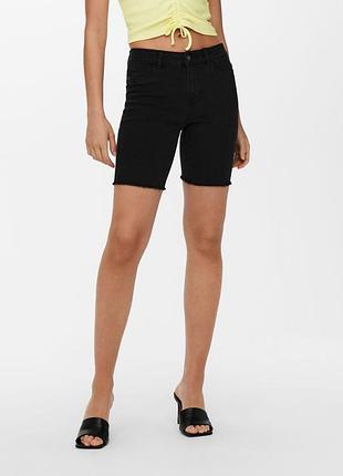 Шорти onlsun anne k mid shrt raw hem bj15690 15205854 black denim only l чорний 15205854blackdenim s