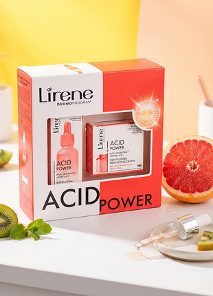 Подарочный набор по уходу за лицом lirene acid power: крем для лица 50 мл + сыворотка для лица 30 мл