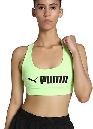 Жіночий тренувальний бюстгальтер puma fit mid impact - speed ​​green-black