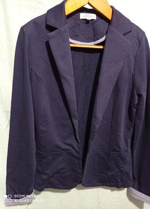 Ро6. хлопковый тёмно-синий женский пиджак блейзер жакет натуральный хлопок кардиган