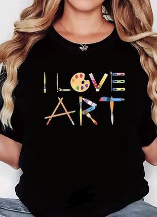 Футболка жіноча з яскравим принтом i love art