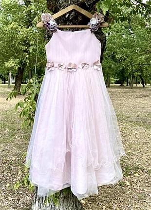 Сукня святкова для дівчинки monita 140-146 10-11 років | ніжно-рожева пишна фатинова на випускний