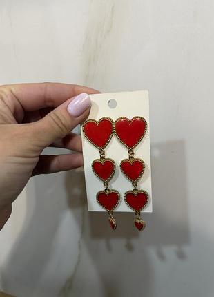 Сережки сердця довгі нові