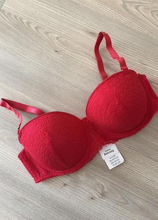 Червоний мереживний бюстгальтер балконет анжеліка primark