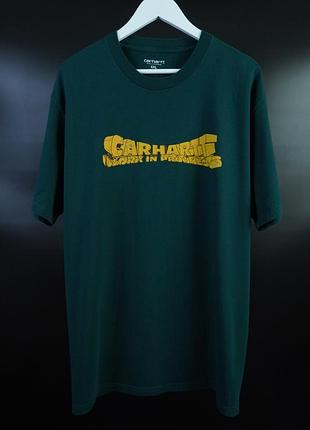 Чоловіча футболка з принтом | оригінал carhartt wip short sleeve dark green monument t-shirt | xxl