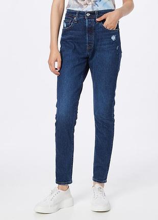 Джинси levi's 501 original skinny / premium темно-сині з потертостями