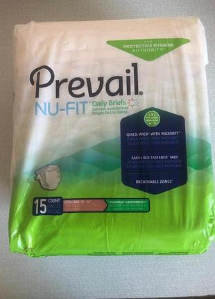 Подгузники для взрослых prevail nu-fit, с застежками, для мужчин и женщин, размер xl, 15 штук
