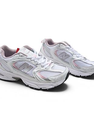Женские кроссовки new balance 530 белые с розовым