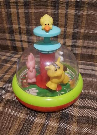 Набор развивающик игрушек : пирамидка fisher price, юла kiddielend и кубики bright starts.4 фото