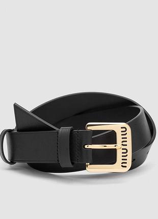 Ремінь міу miu nappa leather belt black