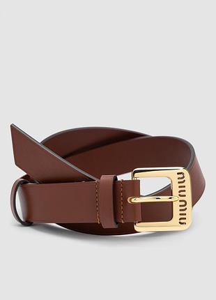 Ремінь міу miu nappa leather belt brown