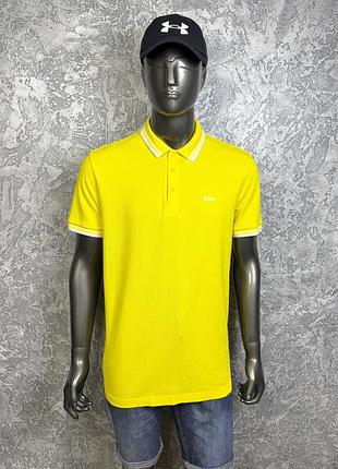 Boss hugo boss regular fit поло футболка xl-2xl размер спортивная желтая