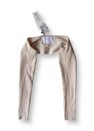 Бежевая болеро кофта для девочек с длинным рукавом zara