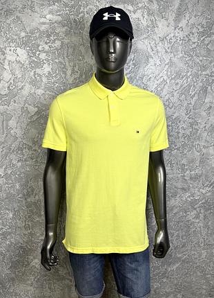 Tommy hilfiger regular fit поло футболка l-xl размер спортивная желтая