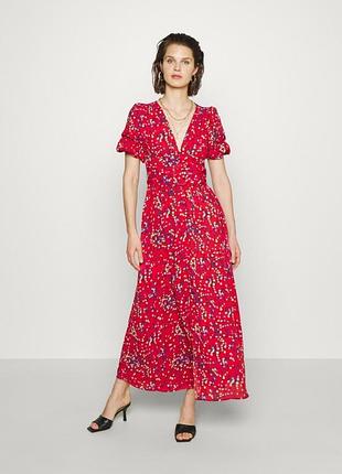 Платье макси whowhatwear красное горох m/l новое - с поясом