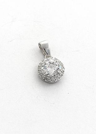 Серебряный кулон круглый с белым фианитом интернет магазин сильвер клаб