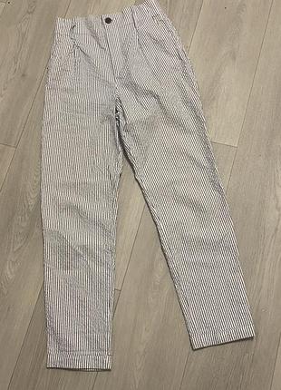 Літні бавовняні штани мом у смужку h&m / брюки mom у вертикальну смужку