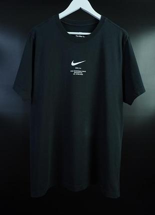 Чоловіча чорна футболка з принтом | оригінал | nike t-shirt swoosh tee black hj6119-010 xl