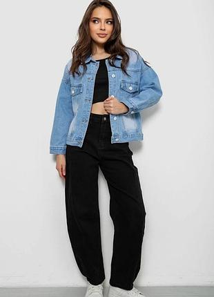 Жіноча джинсова куртка oversize із ґудзиками на спинці